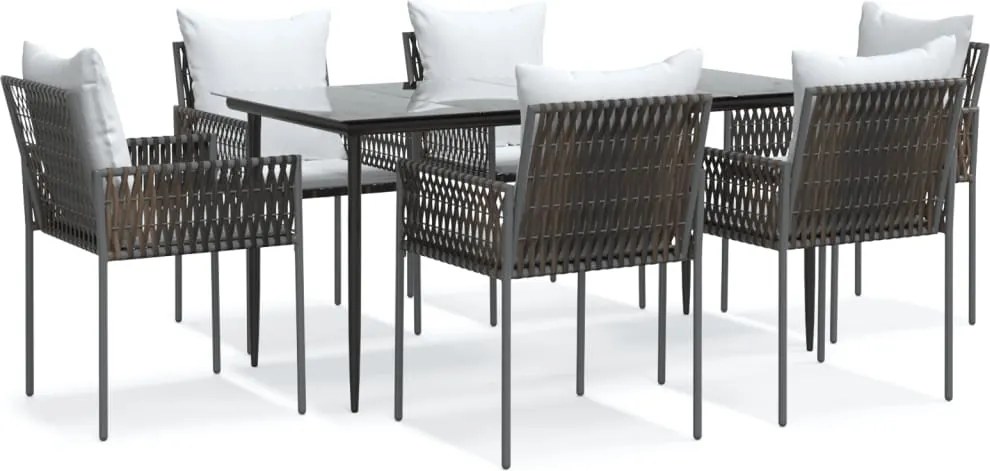 vidaXL Set mobilier de grădină cu perne, 7 piese, poliratan și oțel