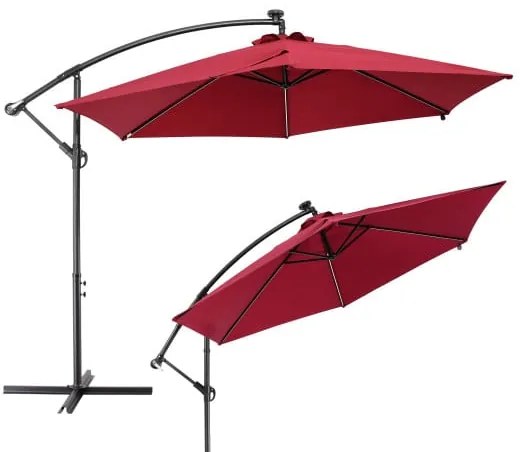 Deuba Umbrelă de soare LED Mali Ø330 cm - roșu