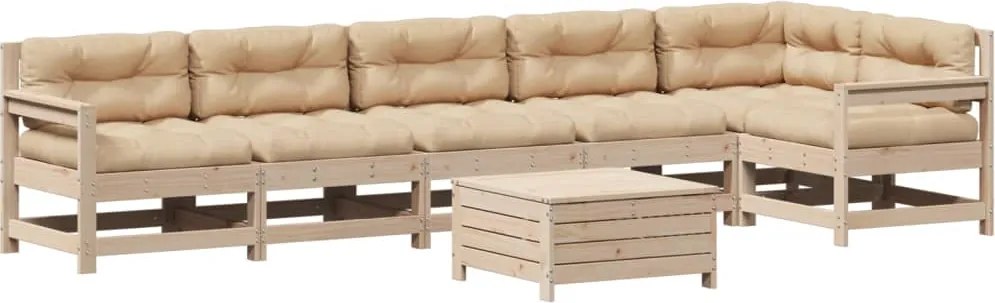 vidaXL Set mobilier de grădină cu perne, 7 piese, lemn masiv de pin