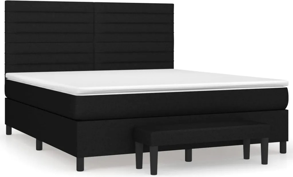vidaXL Pat box spring cu saltea, negru, 180x200 cm, catifea