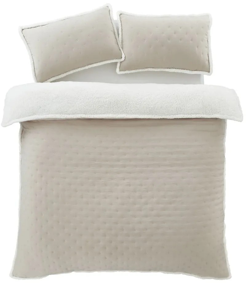 Lenjerie de pat crem din sherpa pentru pat dublu 200x200 cm Cosy Nori – Catherine Lansfield