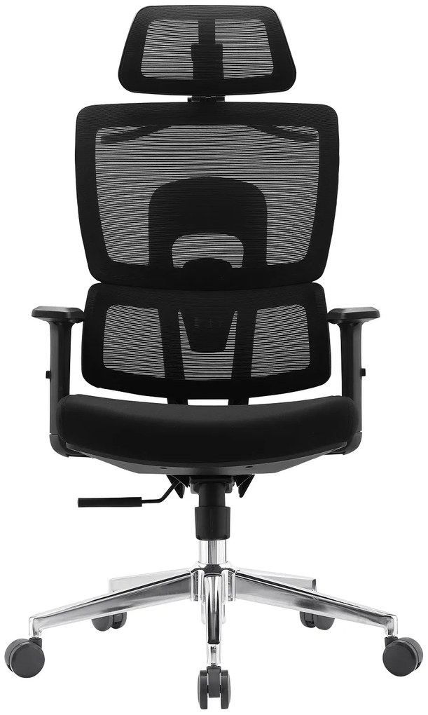 LUCKY-V4 Scaun ergonomic, suport lombar, tetiera 2D, umeras, Negru