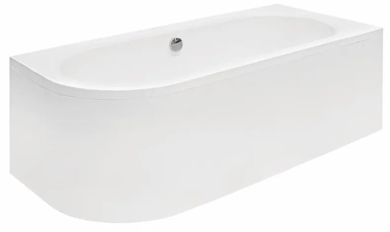 Cada baie asimetrica alba, acril, 150 x 75 cm, orientare dreapta, Besco Avita 1500x750 mm, Dreapta