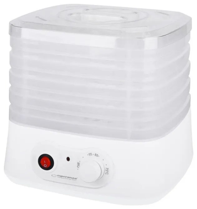 Uscator de fructe si legume Esperanza EKD004, 250W, 5 nivele, potrivit pentru ciuperci, carne și ierburi, alb