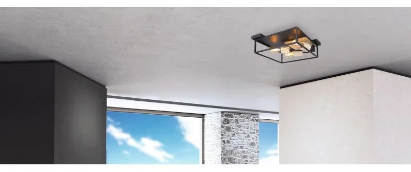 Plafoniera cu 3 spoturi design modern HAGAR negru 15477D1 GL