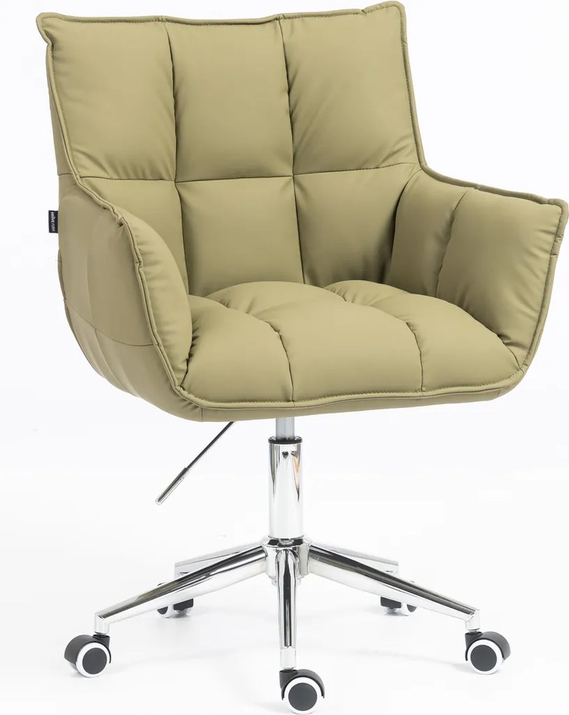 HR560K Scaun Khaki Piele Ecologica Premium Soft cu Bază Cromata