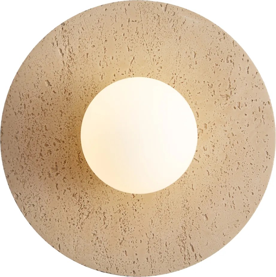 Lampă de perete Japandi Piatră Naturală Rotundă cu Sticlă Opal - Josie