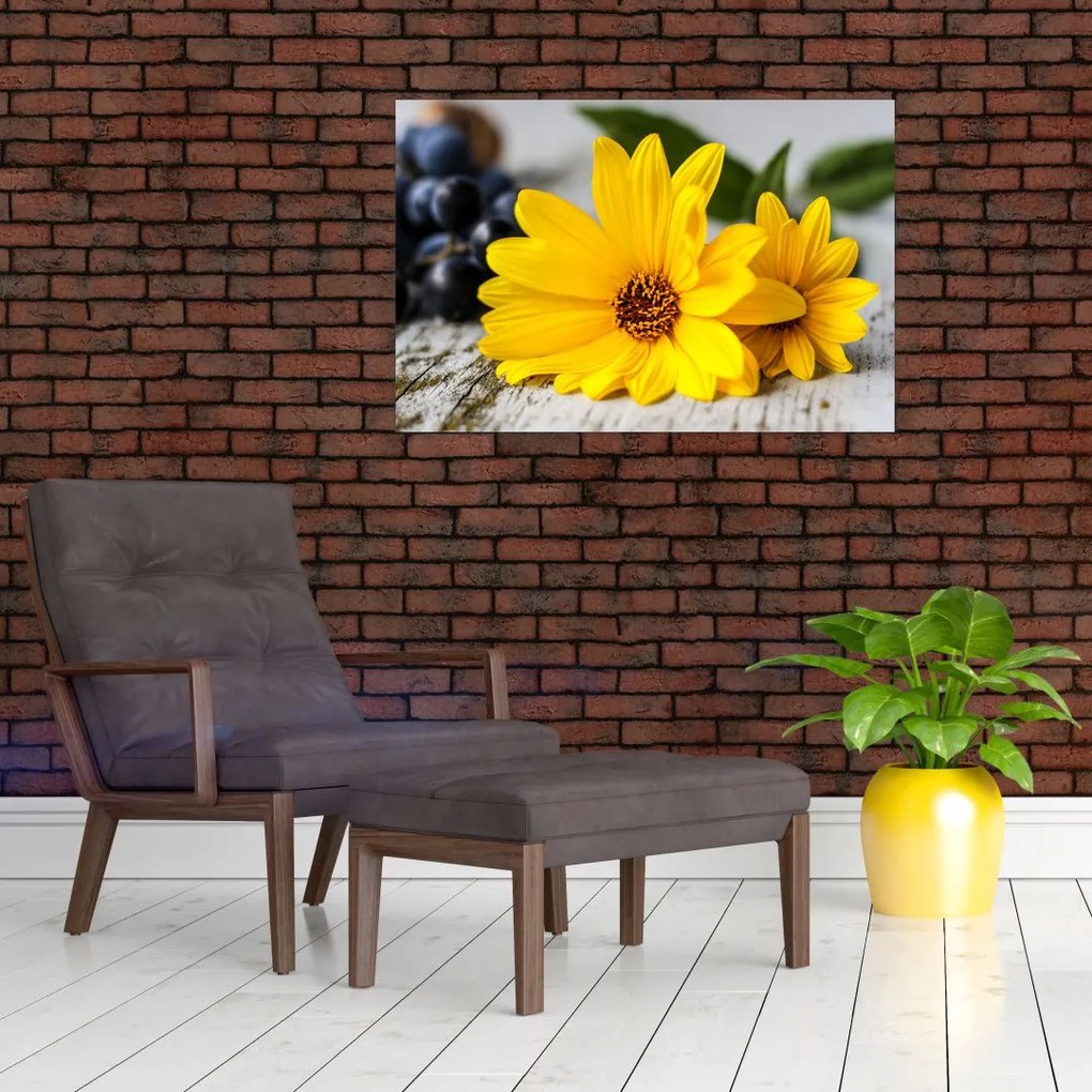 Tablou cu floare galbenă (90x60 cm)
