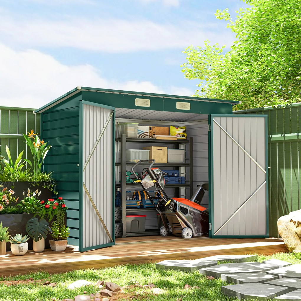 Outsunny Sopron Gradina 8×4 ft – Otel Galvanizat pentru Depozitare | Aosom Romania