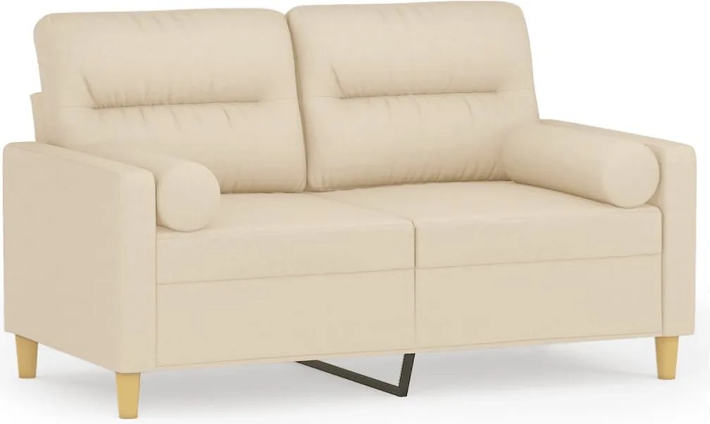 vidaXL Canapea cu 2 locuri cu pernuțe, crem, 120 cm, textil
