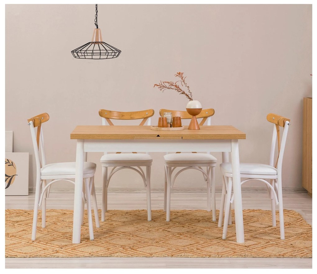 Set mobilier sufragerie Duvasa 25 (alb) (pentru 4 persoane). 1093810