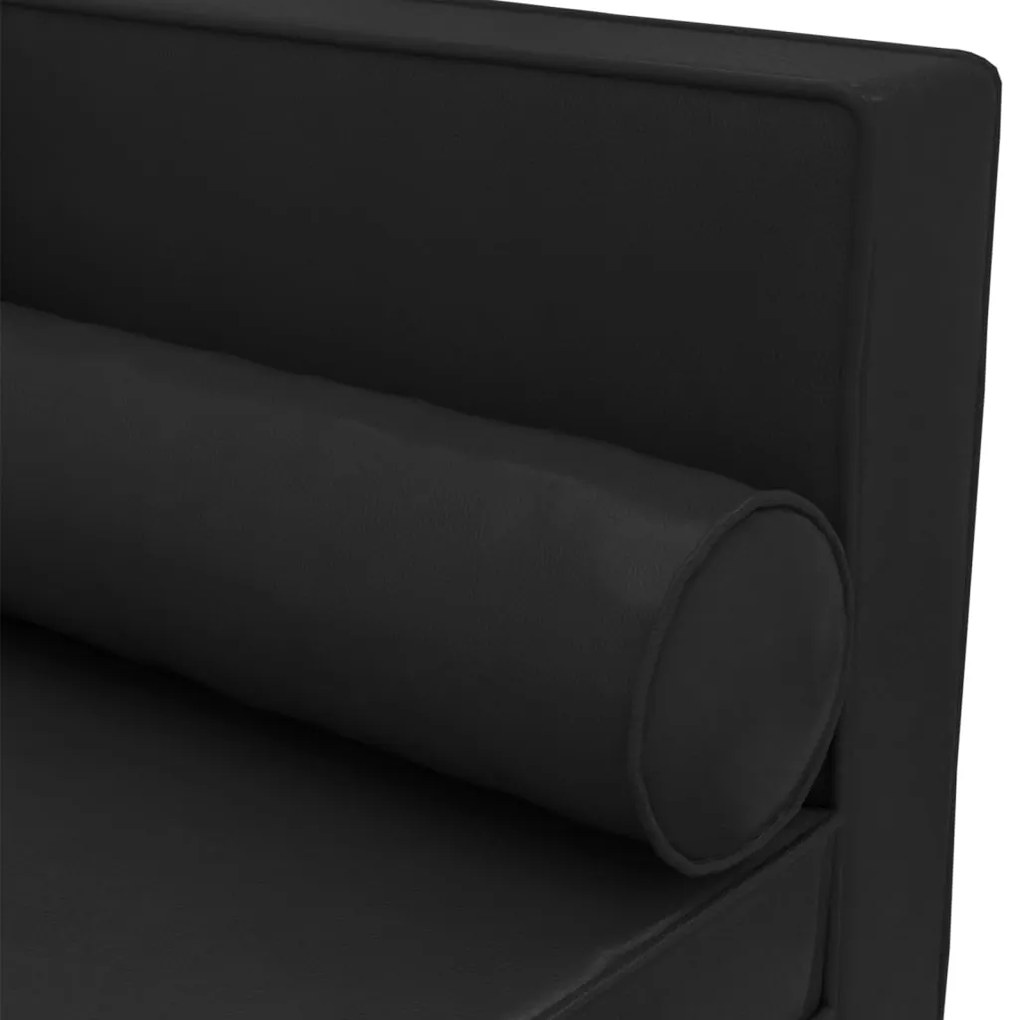 Canapea extensibila cu 2 locuri, negru, piele ecologica Negru