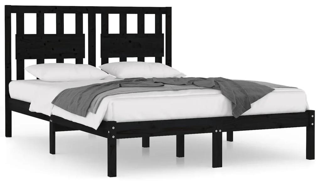 3103957 vidaXL Cadru de pat, negru, 200x200 cm, lemn masiv de pin