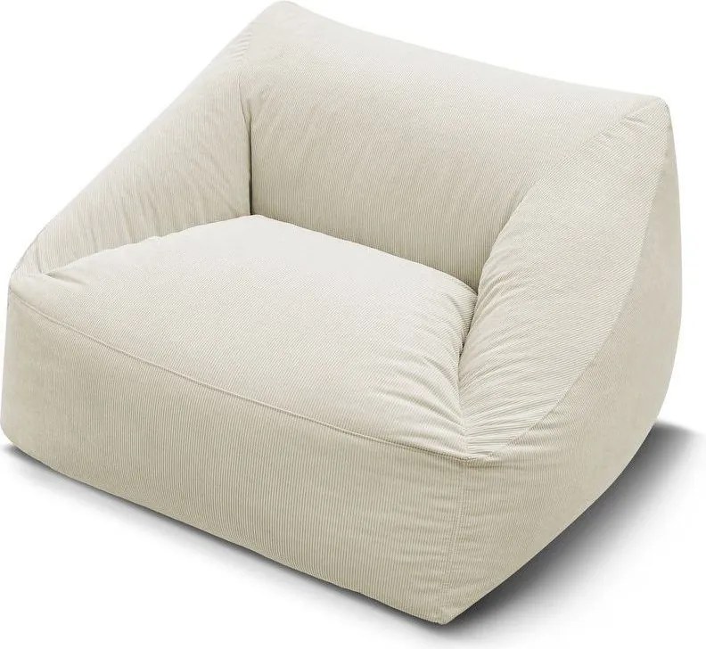 Fotoliu bean bag bej cu tapițerie din catifea reiată Lilibet – Bobochic Paris