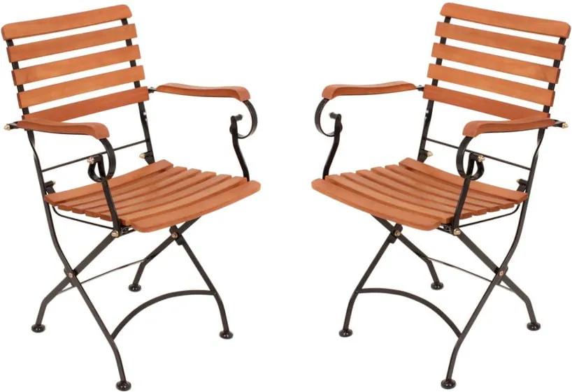 Set 2 scaune pliante de grădină din lemn de eucalipt ADDU Vienna