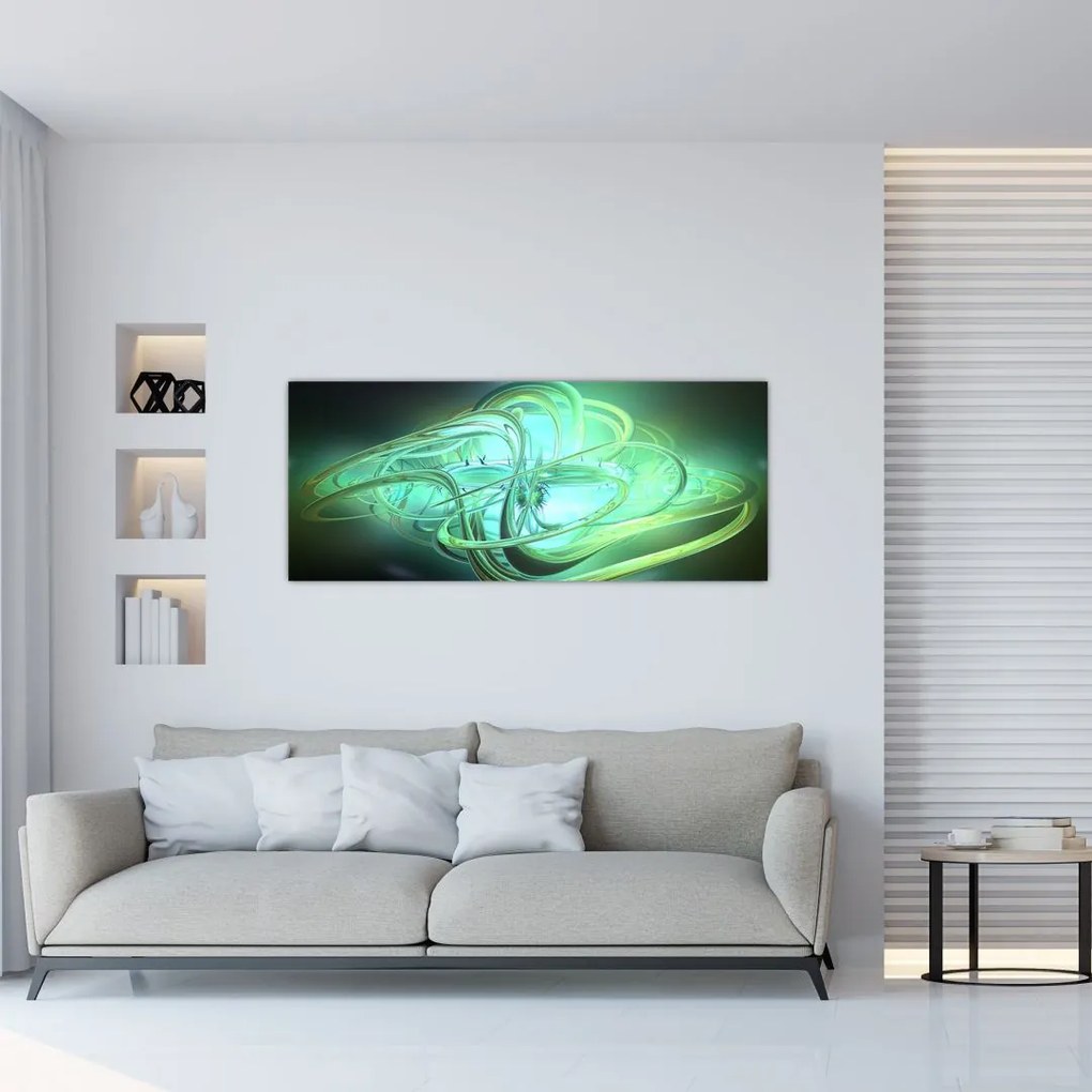 Tablou cu abstracție verde (120x50 cm), în 40 de alte dimensiuni noi