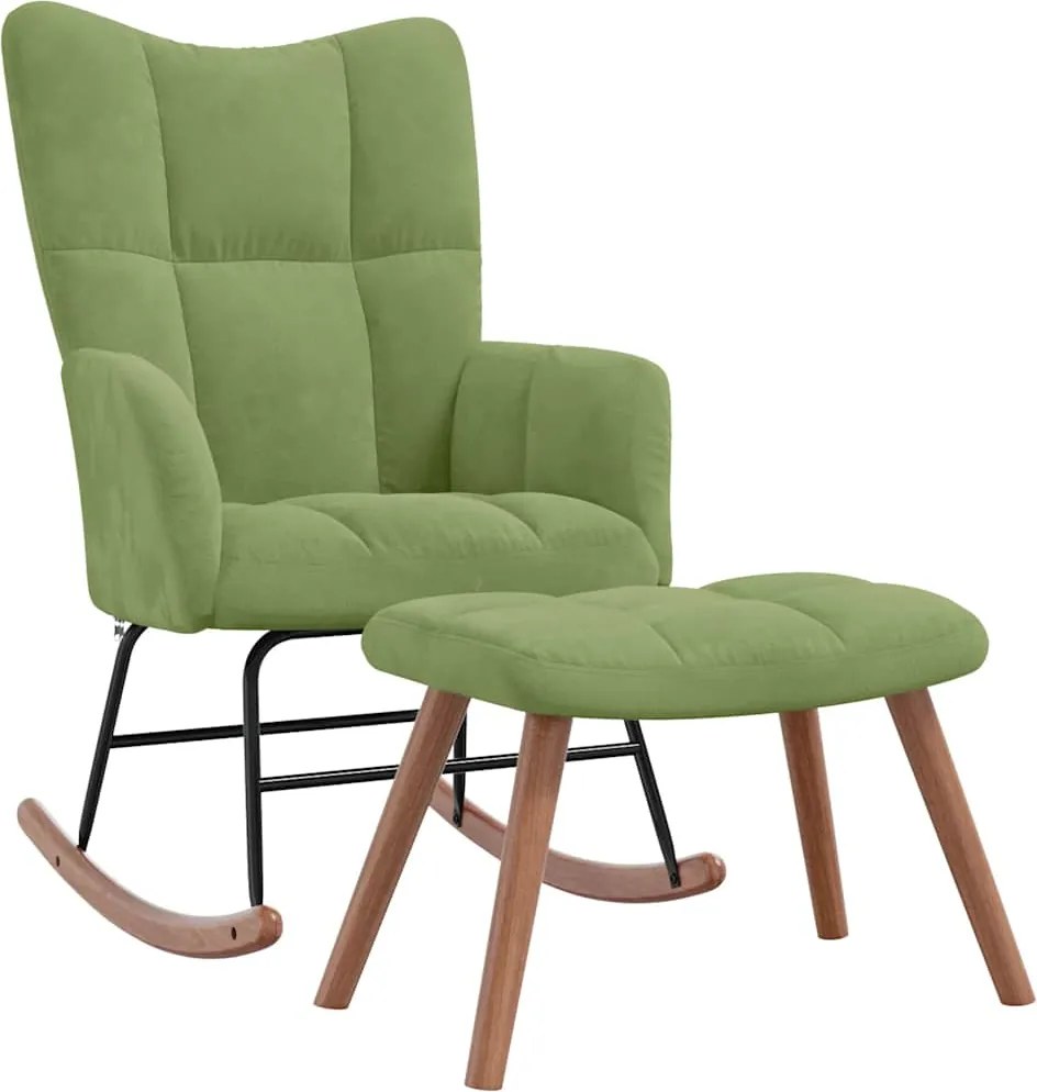 vidaXL Scaun balansoar cu taburet, verde deschis, catifea