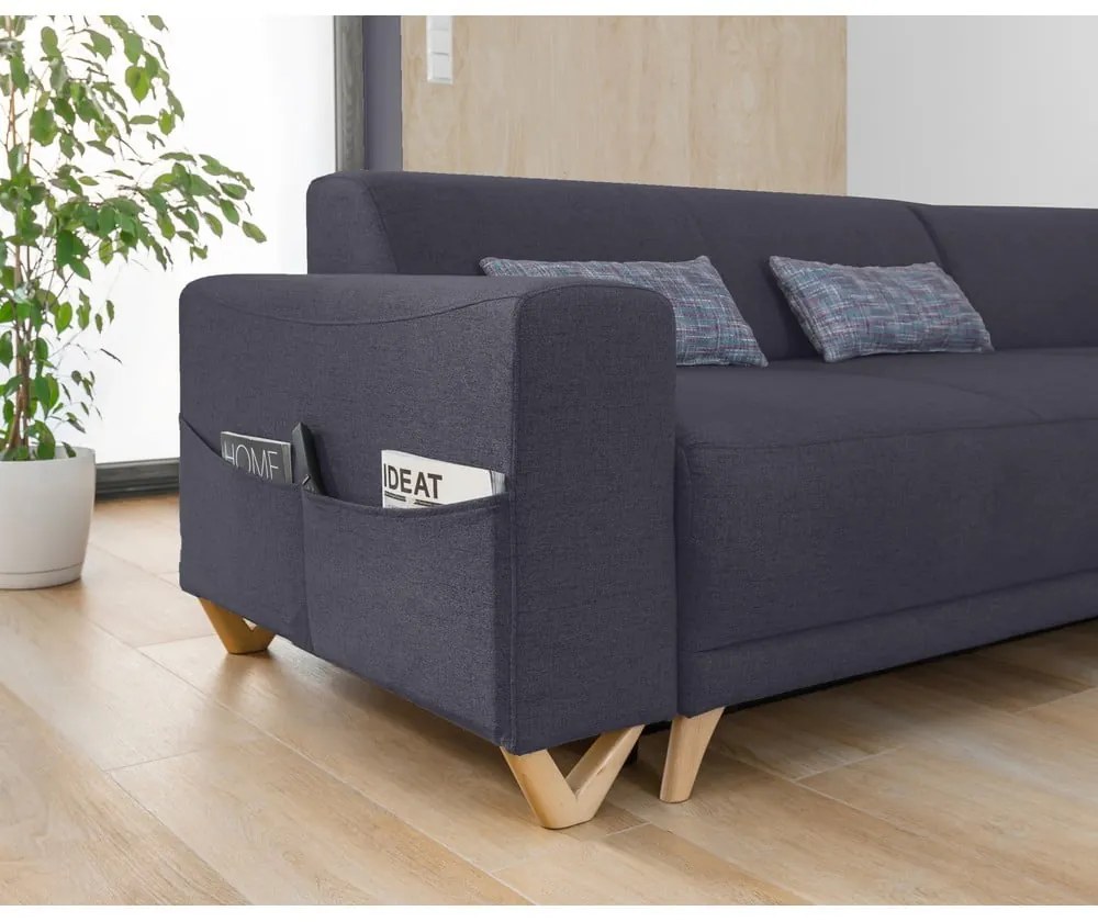 Colțar gri antracit extensibil/cu spațiu de depozitare (cu colț pe partea dreaptă/în formă de ”L”) Classy Sophie – Miuform