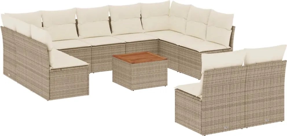 vidaXL Set canapele de grădină cu perne, 12 piese, bej, poliratan