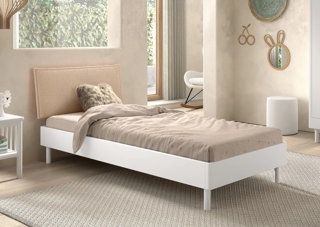 Set Mobilier Camera Copii Forrest Beech, Pat 90x200 cm, Dulap cu 2 Uși și Noptieră, din Lemn Masiv de Fag, Alb – Vipack