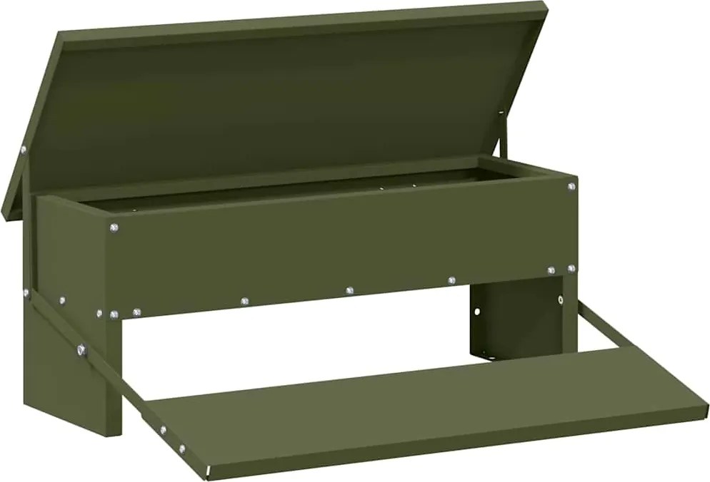 vidaXL Hrănitor cu pedale pentru pui Verde măsliniu