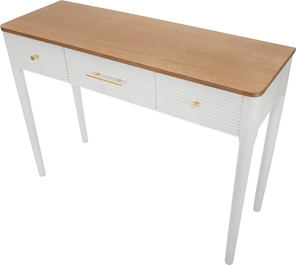 Consola, Matera, Mauro Ferretti, 107 x 37 x 80 cm, lemn frasin/lemn pin/MDF/fier, alb/maro