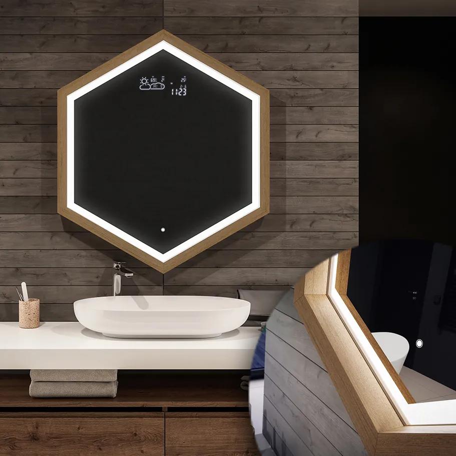 Oglindă de baie LED - Hexagon
