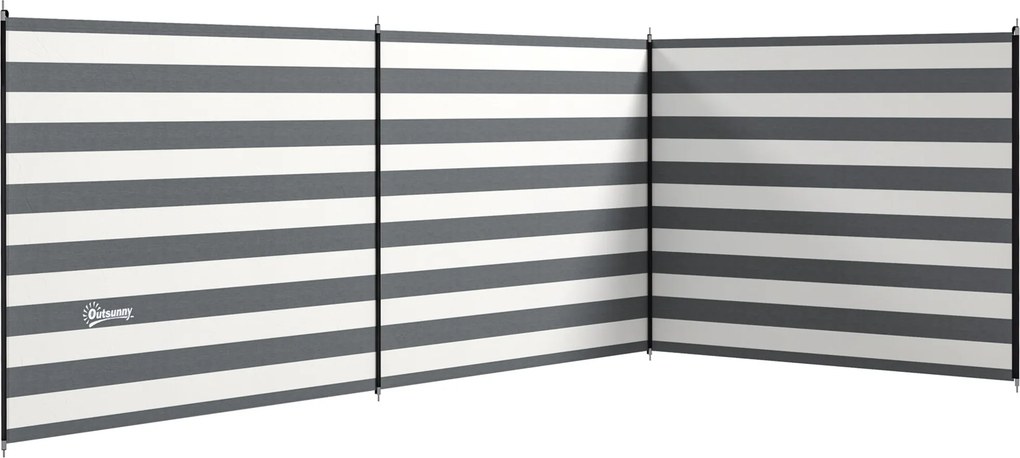 Outsunny Paravan de Plajă Pliabil din Poliester 540x150 cm Gri | Aosom Romania