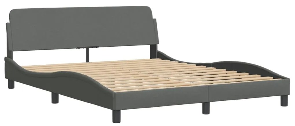 373206 vidaXL Cadru de pat cu tăblie, gri închis, 160x200 cm, textil