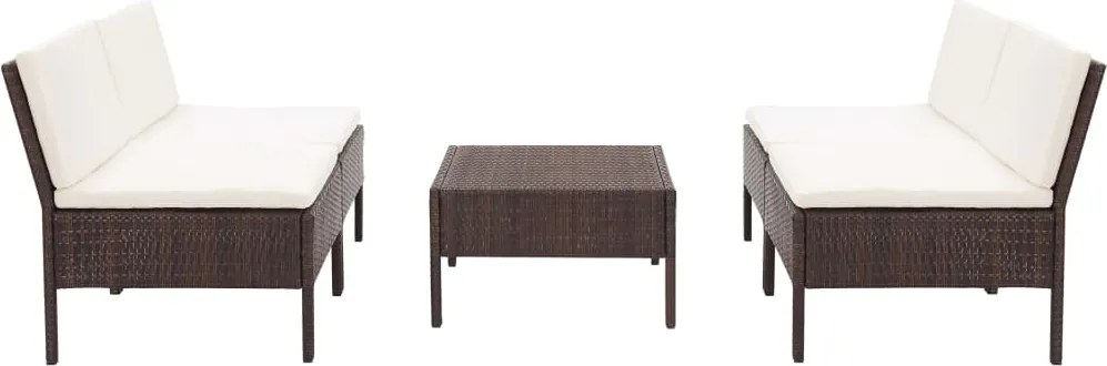 vidaXL Set canapele de grădină cu perne, 5 piese, maro, poliratan