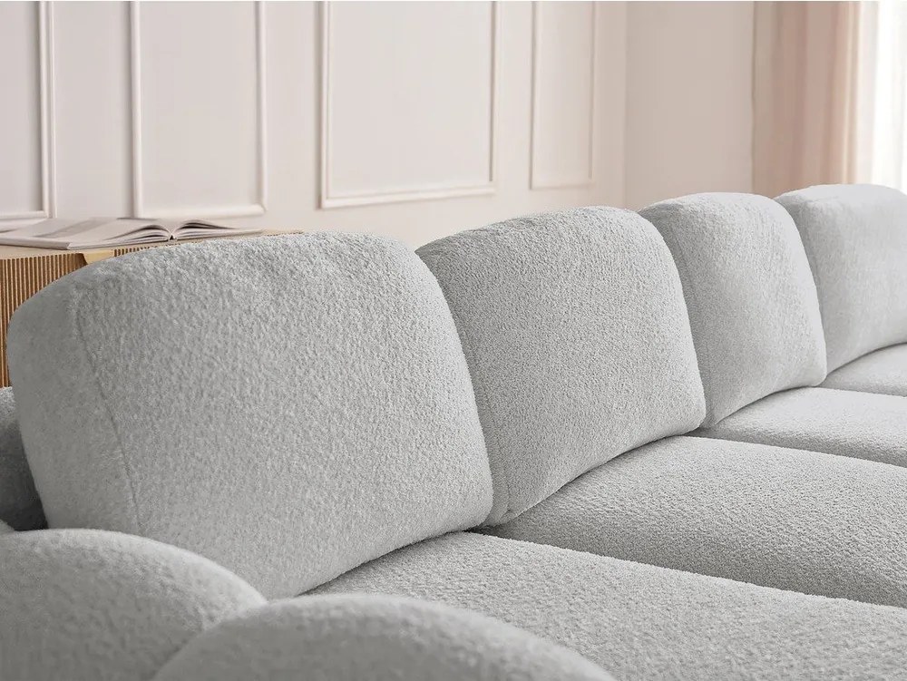 Colțar gri deschis extensibil/cu spațiu de depozitare cu tapițerie din țesătură bouclé (cu colț pe partea stângă/cu șezlong) Montaigne – Bobochic Paris