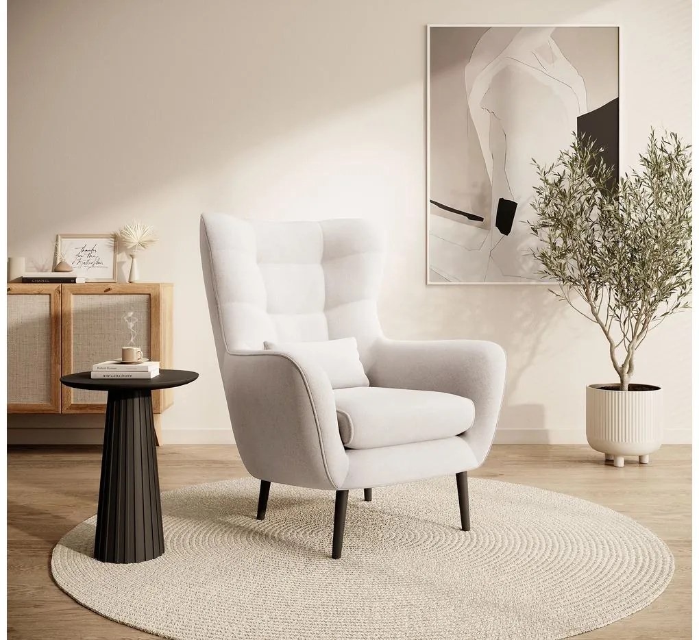 Fotoliu cu suport picioare Veneza VZ1 (crem + negru). 1098941