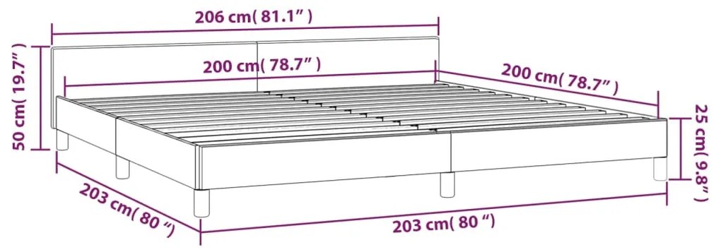 Cadru de pat cu tablie, alb, 200x200 cm, piele ecologica Alb, 200 x 200 cm