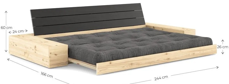 Canapea galbenă extensibilă cu tapițerie din catifea reiată 244 cm Base – Karup Design