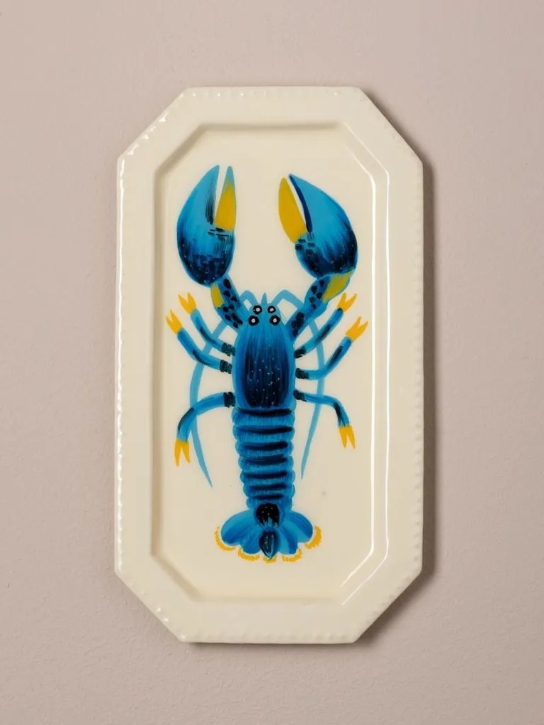 Set 4 tăvițe din metal cu homari colorați, 22×12 cm