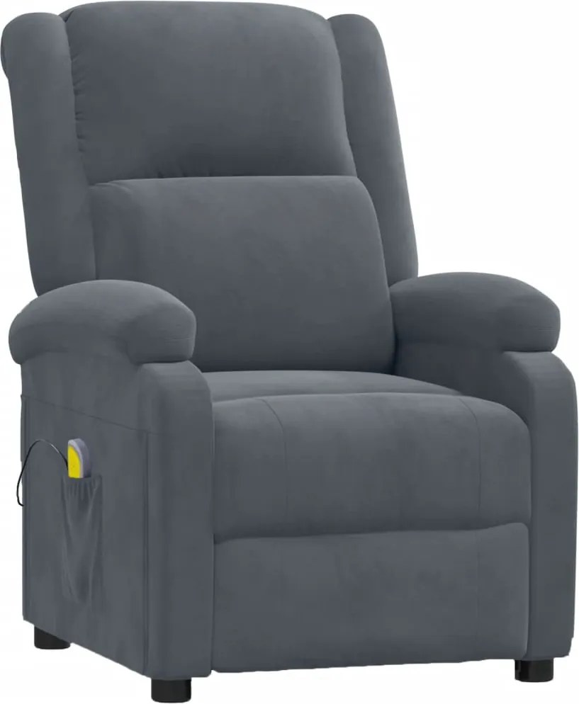 vidaXL Fotoliu de masaj, gri închis, catifea