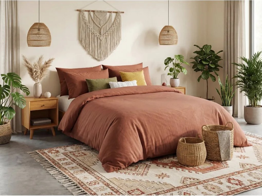 Lenjerie de pat din bumbac CALMORA maro Dimensiune lenjerie de pat: 2 buc 70 x 90 cm | 200 x 220 cm