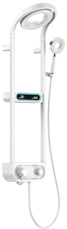 Set de duș digital Tropic cu baterie termostatică, alb