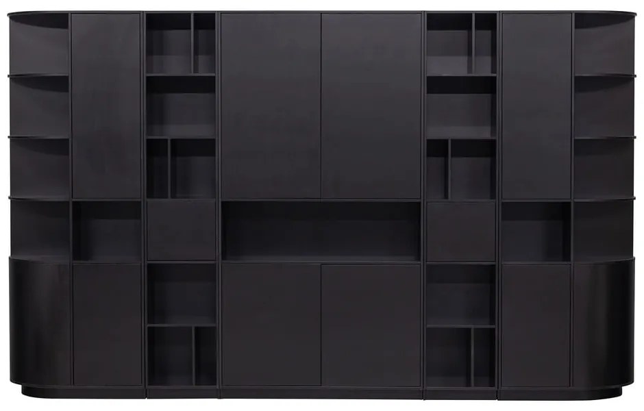 Bibliotecă modulară neagră din lemn masiv de pin 78x210 cm Finca – WOOOD