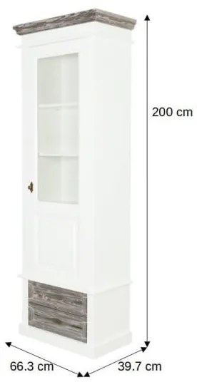 Vitrina Cabana Alb Si Antracite, Dreapta, 66.3 Cm