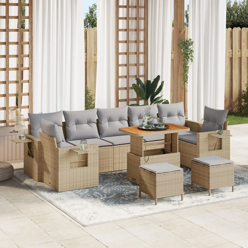 vidaXL Set de canapele pentru grădină 10 pcs Bej poliratan