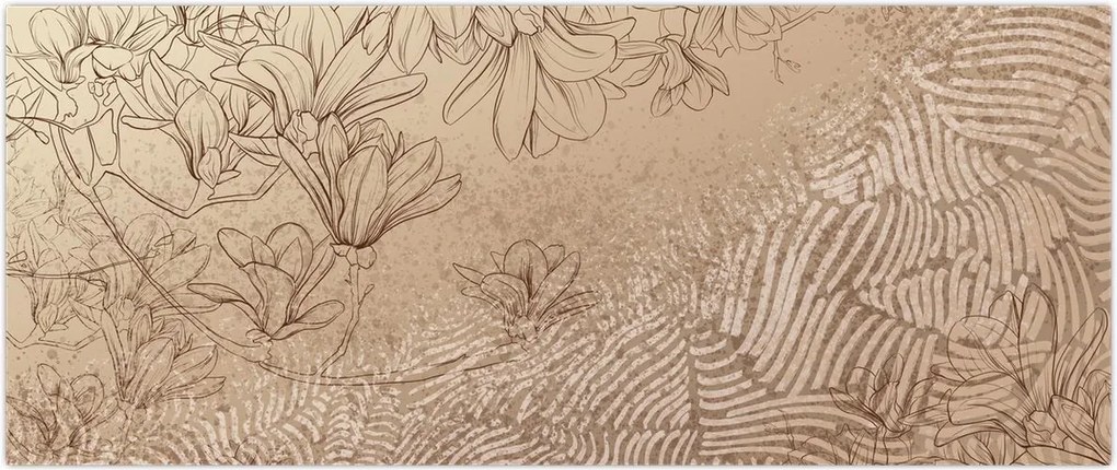 Tablou - Flori desenate (120x50 cm)