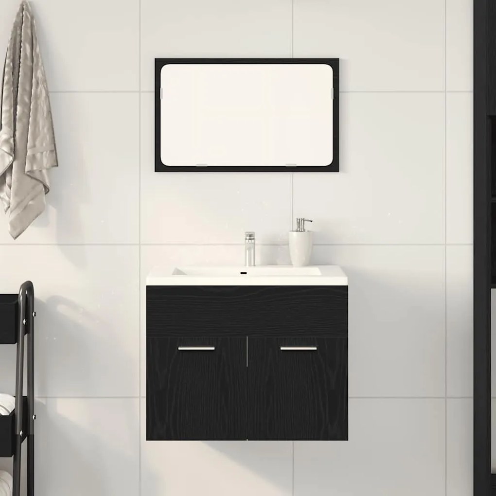 vidaXL Set de mobilier de baie din 2 piese din lemn de stejar negru