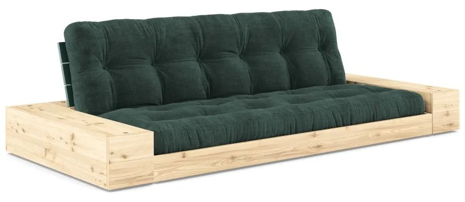 Canapea verde-închis extensibilă cu tapițerie din catifea reiată 244 cm Base – Karup Design