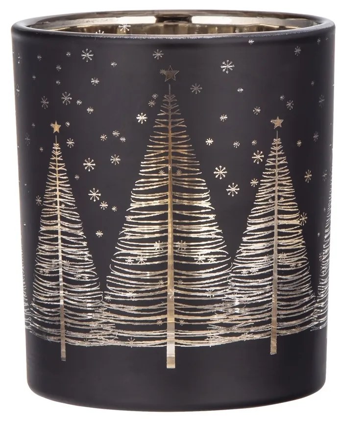 Sfeșnic din sticlă Altom Golden Christmas treenegru, diametru 9 x 10 cm