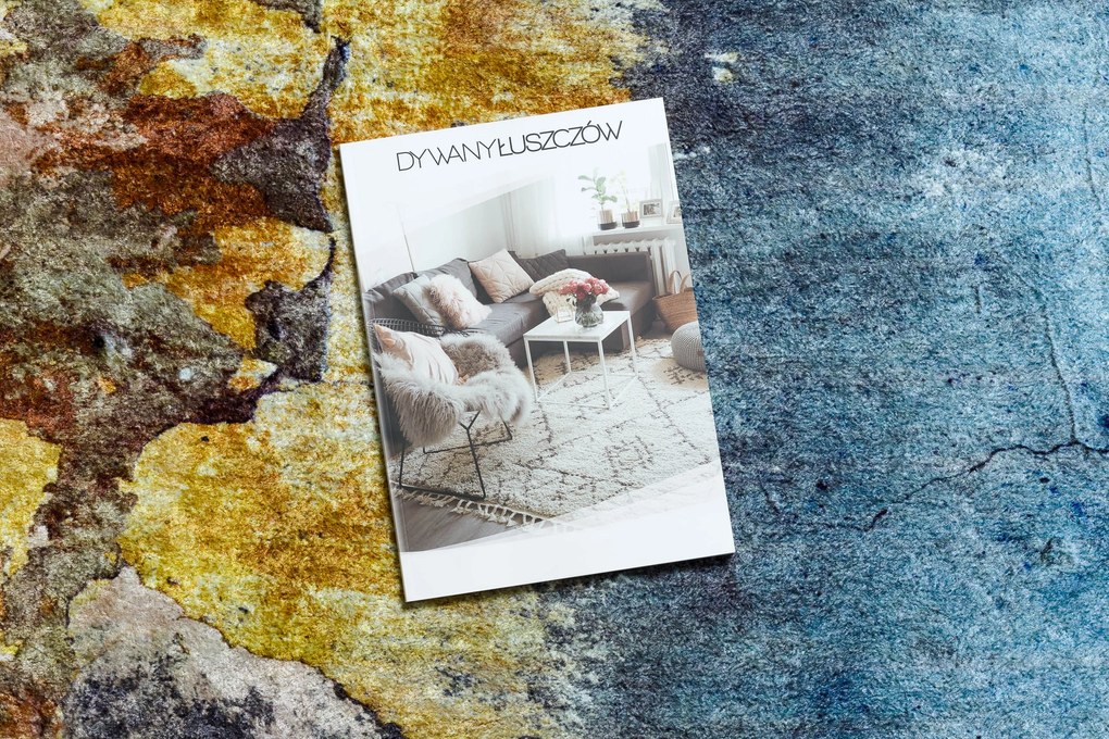 MIRO 51709.803 covor lavabil Absztrakció anti-alunecare - albastru / aur - SECUNDAR-COTATI PRODUSUL