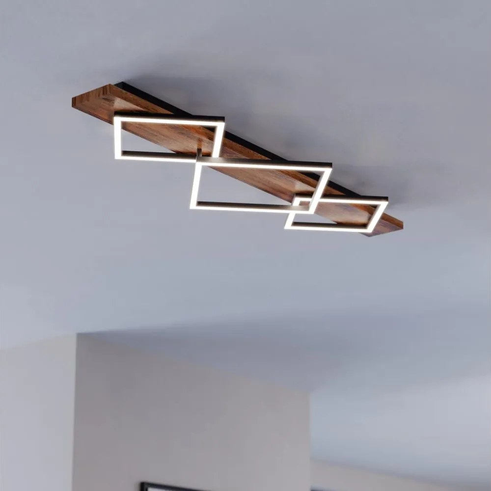 Eglo 901936 - Plafonieră LED BOYA 2xLED/13W/230V + LED/16W negru/maro