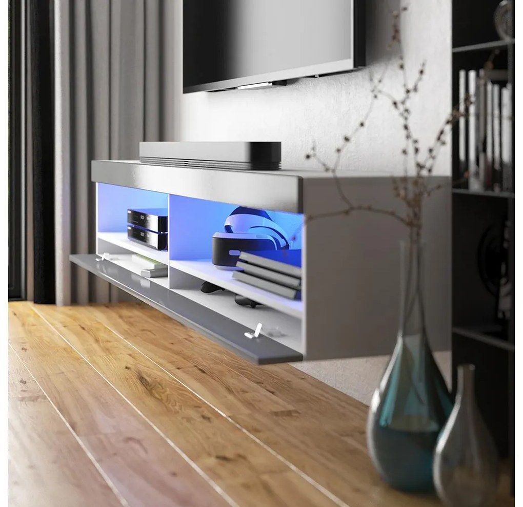 Masă TV Violett 140 (cu iluminat) (alb + gri). 1098642