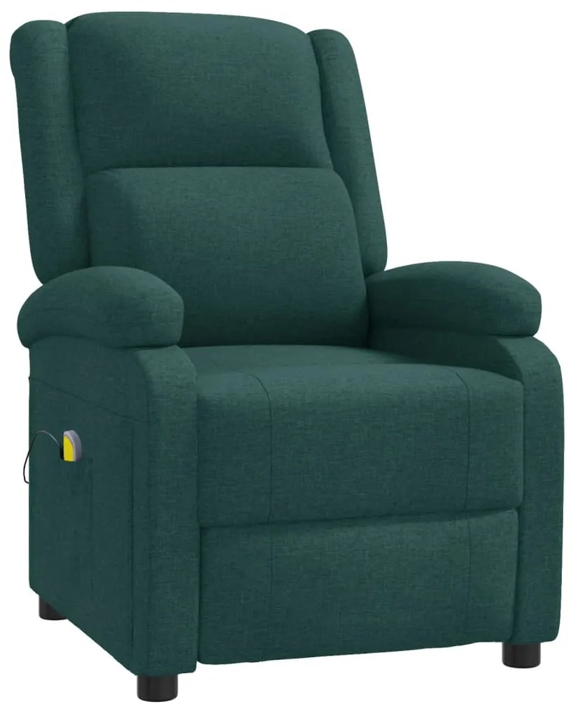 342432 vidaXL Fotoliu de masaj spătar aripi, verde închis, material textil