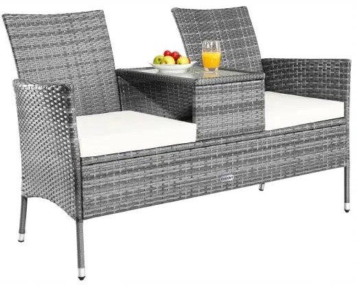 Deuba Banca ratan de gradina 143x55x88cm - gri